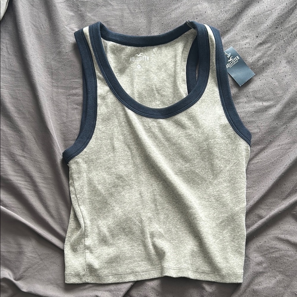 Hollister Gray and Blue Tank Top